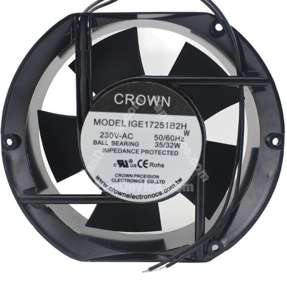 CROWN IGE17251B2H AC 230V 35/32W 17251 Axial Ball Bearing Cooling Fan
