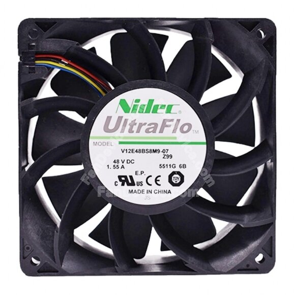 Nidec UltraFlo V12E48BS8M9-07 DC 48V 1.55A 12038 Axial Cooling Fan
