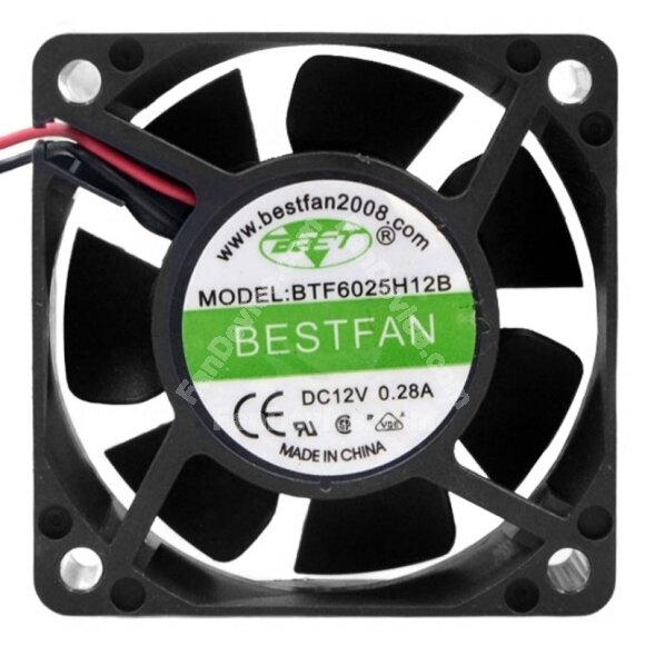 BESTFAN BTF6025H12B DC 12V 0.28A 2 Wires Axial Cooling Fan