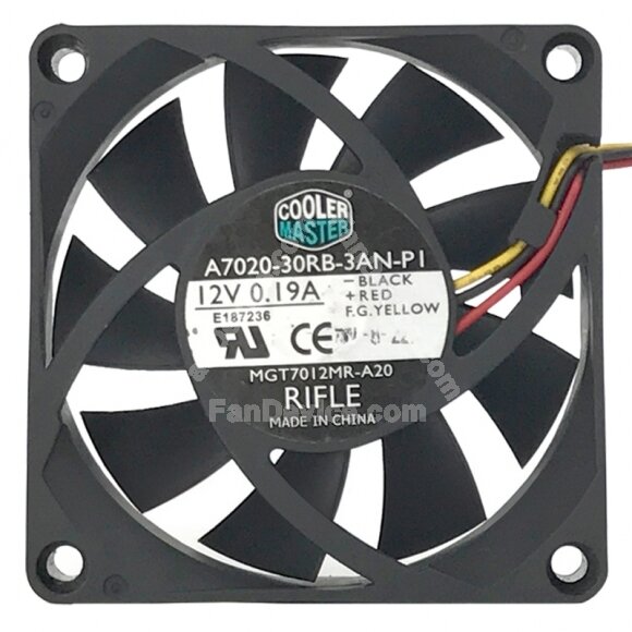 Cooler Master A7020-30RB-3AN-P1 DC 12V 0.19A 7020 Axial Cooling Fan