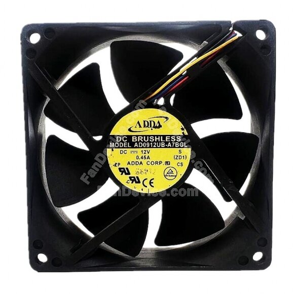 ADDA AD0912UB-A7BGL DC 12V 0.45A 2 Wires / 3 Wires / 4 Wires Axial Cooling Fan