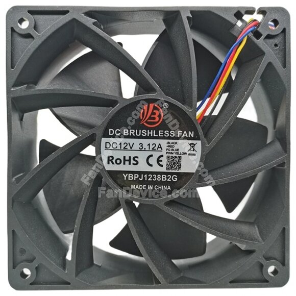 YB YBPJ1238B2G 12V 3.12A 4 Wires 12038 DC Brushless Axial Cooling Fan