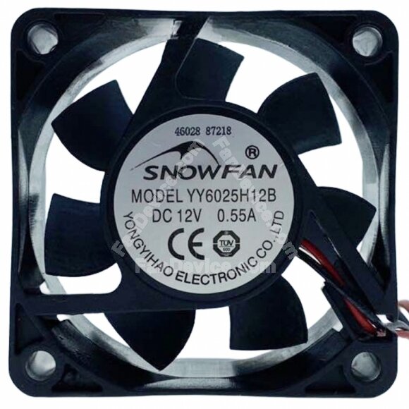 SNOWFAN YY6025H12B DC 12V 0.55A 2 Wires Axial Cooling Fan