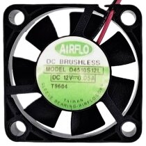AIRFLO D4510S12L 12V 0.05A 2 Wires DC Brushless Axial Cooling Fan