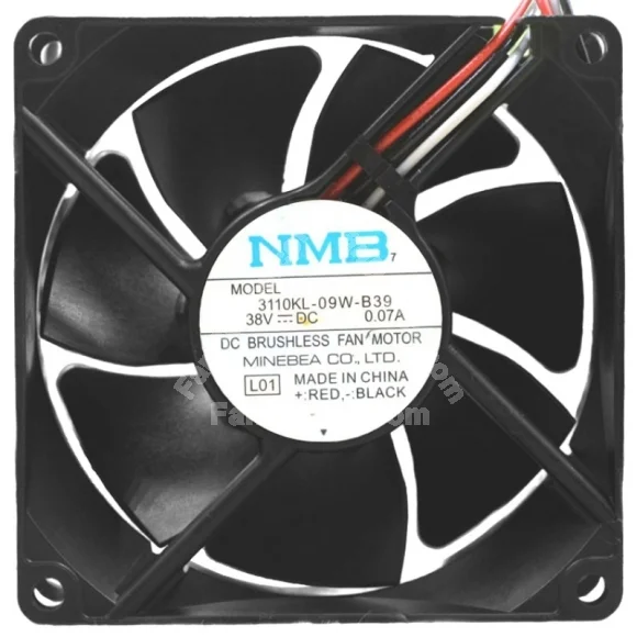 NMB 3110KL-09W-B39 38V 0.07A 3 Wires Axial Cooling Fan