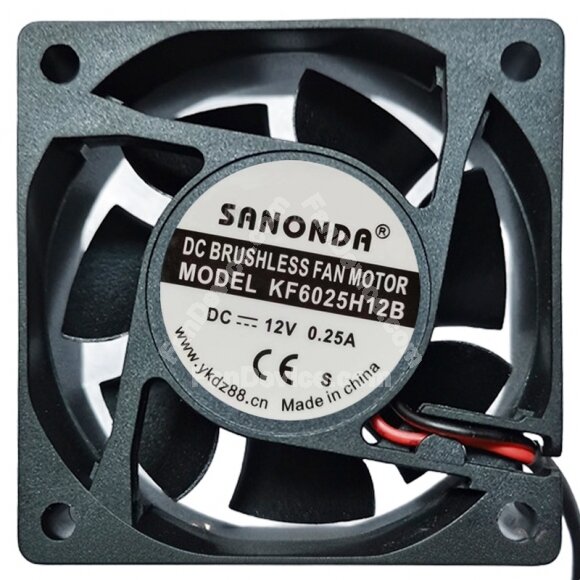 SANONDA KF6025H12B 12V 0.25A 2 Wires Axial Cooling Fan
