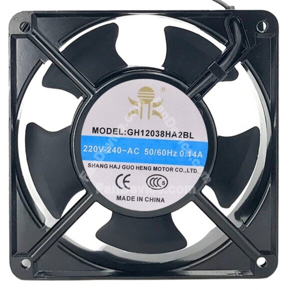 GH GH12038HA2BL 220V-240V 0.14A 2 Wires Axial Cooling Fan