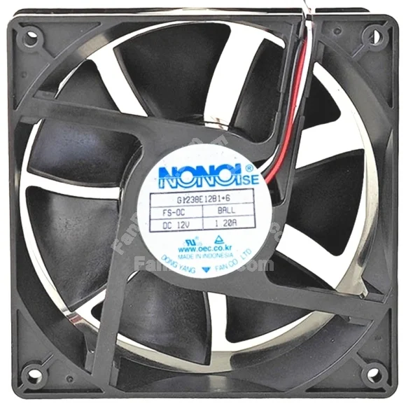 NONOI G1238E12B1+6 12V 1.20A 3 Wires Ball Bearing Cooling Fan