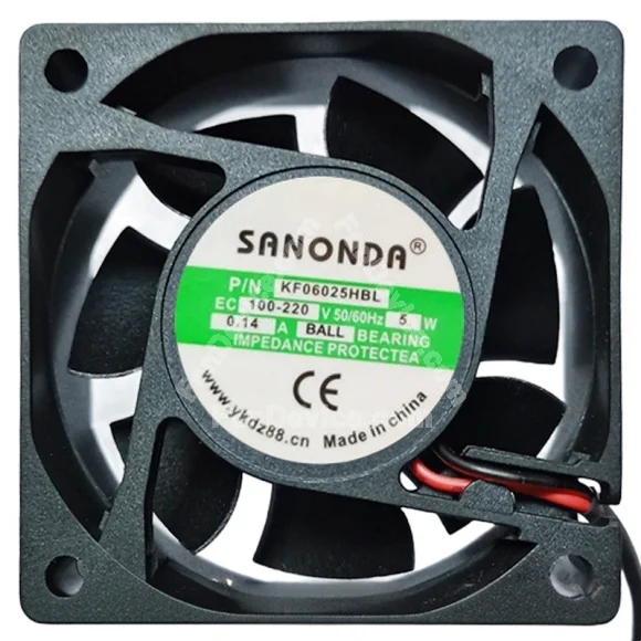 SANONDA KF06025HBL 100-220V 0.14A 5W 2 Wires Cooling Fan