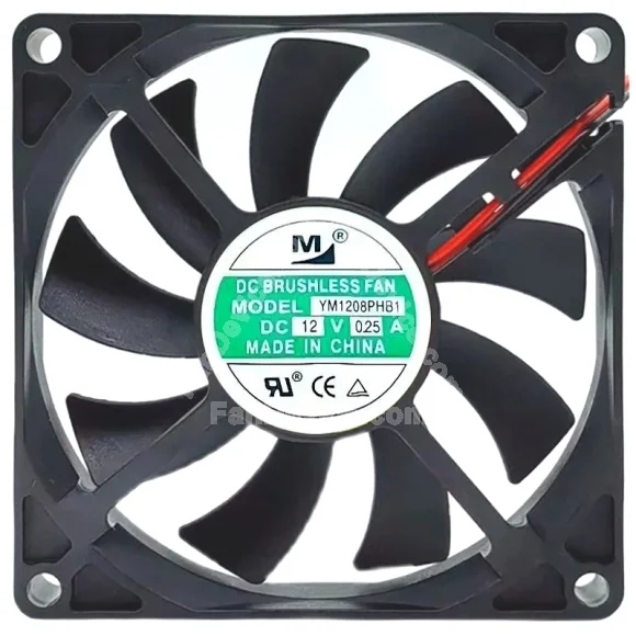 YM YM1208PHB1 12V 0.25A 2 Wires Axial Cooling Fan