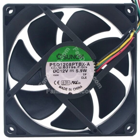 Sunon PSD1208PTBX-A 12V 5.9W 4 Wires Axial Cooling Fan