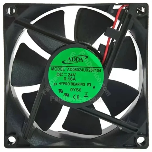 ADDA AD08024UX257104 24V 0.16A 2 Wires HYPRO Bearing Cooling Fan