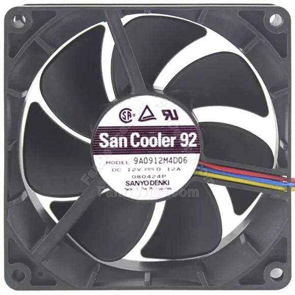 Sanyo 9A0912M4D06 DC 12V 0.12A 3 Wires Axial Cooling Fan