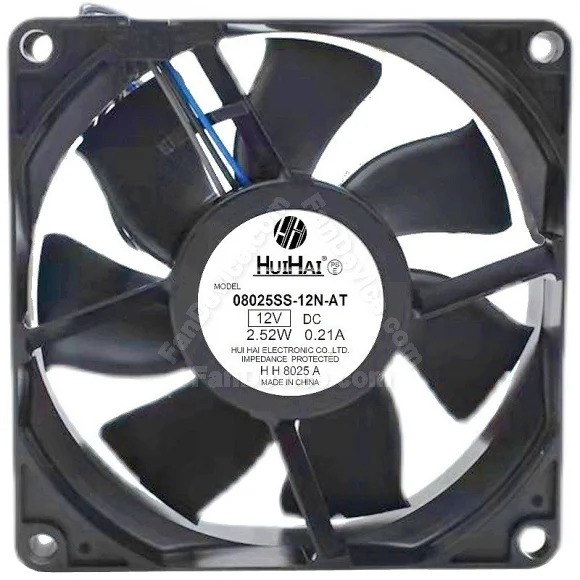 HuiHai 08025SS-12N-AT DC 12V 0.21A 2.52W 3 Wires Axial Cooling Fan