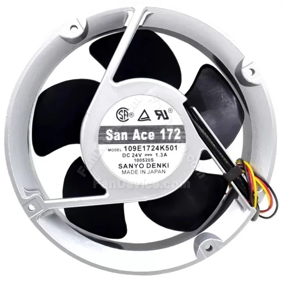 Sanyo 109E1724K501 DC 24V 1.3A 3 Wires Axial Cooling Fan