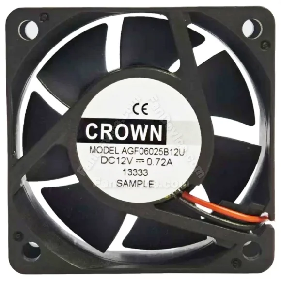 CROWN AGF06025B12U DC 12V 0.72A 2 Wires Axial Cooling Fan