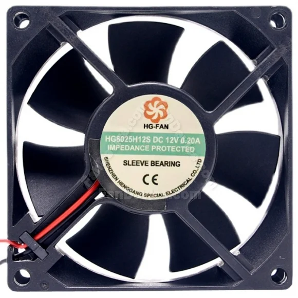 HG-FAN HG8025H12S 12V 0.20A 2 Wires Impedance Protected Cooling Fan