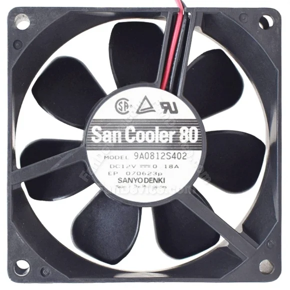 Sanyo 9A0812S402 DC 12V 0.18A 2 Wires Axial Cooling Fan