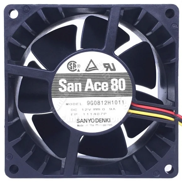 Sanyo 9G0812H1011 DC 12V 0.9A 3 Wires Axial Cooling Fan