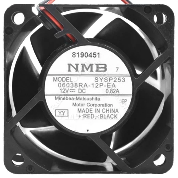 NMB 06038RA-12P-EA DC 12V 0.82A 2 Wires Axial Cooling Fan