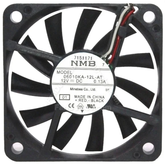 NMB 06010KA-12L-AT DC 12V 0.13A 3 Wires Axial Cooling Fan