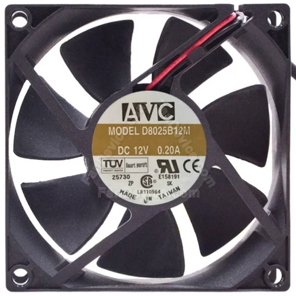 AVC D8025B12M DC 12V 0.20A 2 Wires Axial Cooling Fan
