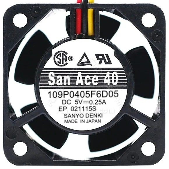 Sanyo 109P0405F6D05 DC 5V 0.25A 3 Wires Axial Cooling Fan