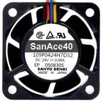 Sanyo 109P0424H7D32 DC 24V 0.08A 3 Wires Axial Cooling Fan