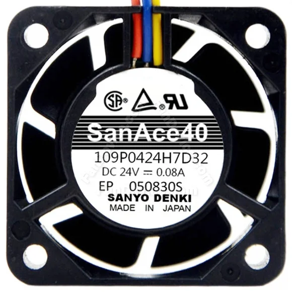 Sanyo 109P0424H7D32 DC 24V 0.08A 3 Wires Axial Cooling Fan