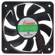 Hengao HD-6015H12B DC 12V 0.30A 2 Wires Ball Bearing Cooling Fan