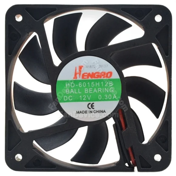 Hengao HD-6015H12B DC 12V 0.30A 2 Wires Ball Bearing Cooling Fan