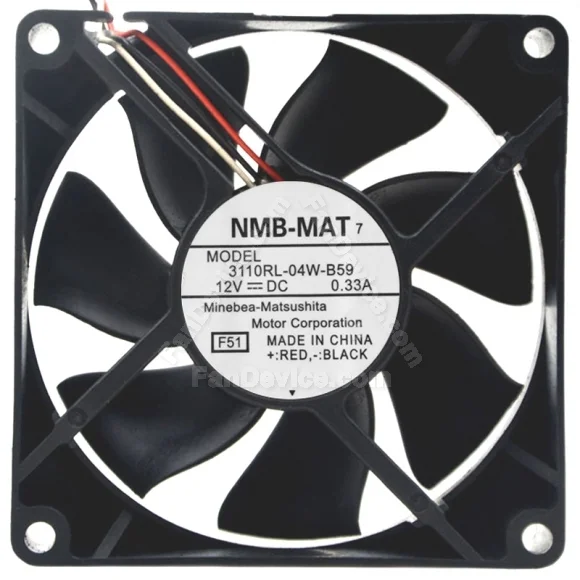 NMB-MAT 3110RL-04W-B59 DC 12V 0.33A 3 Wires Axial Cooling Fan