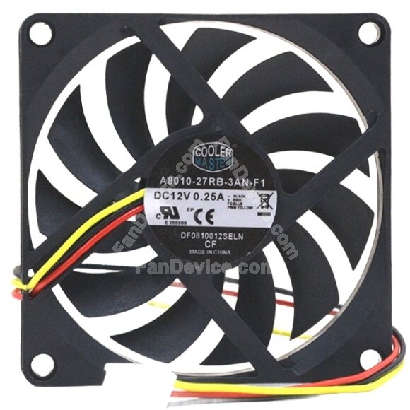 Cooler Master A8010-27RB-3AN-F1 DF0810012SELN DC 12V 0.25A Axial Cooling Fan