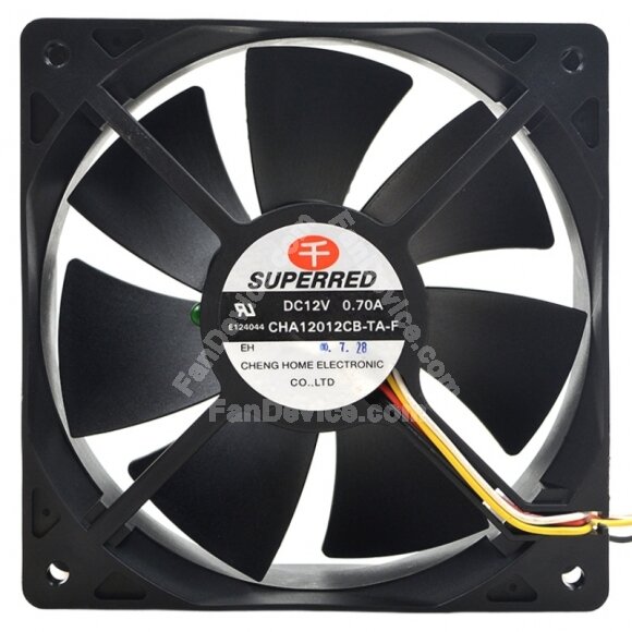 SuperRed CHA12012CB-TA-F DC 12V 0.70A 4 Wires 12038 Axial Cooling Fan