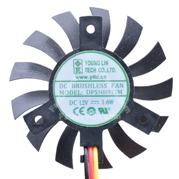 YOUNG LIN DFS500912M DC 12V 1.6W 3 Wires Brushless Axial Cooling Fan
