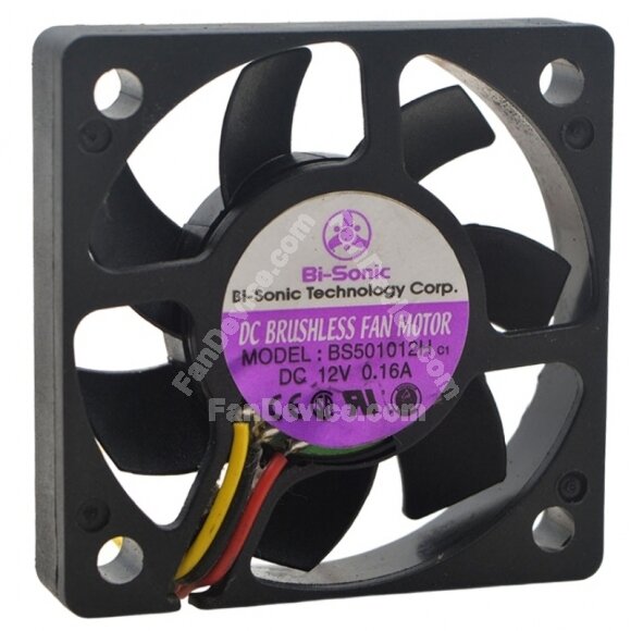 Bi-Sonic DS501012H DC 12V 0.16A 3 Wires Brushless Axial Cooling Fan