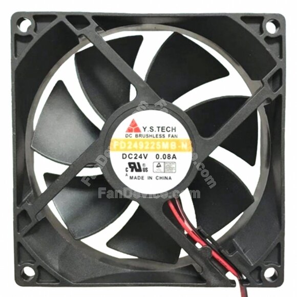Y.S.TECH FD249225MB-N DC 24V 0.08A 2 Wires Brushless Axial Cooling Fan