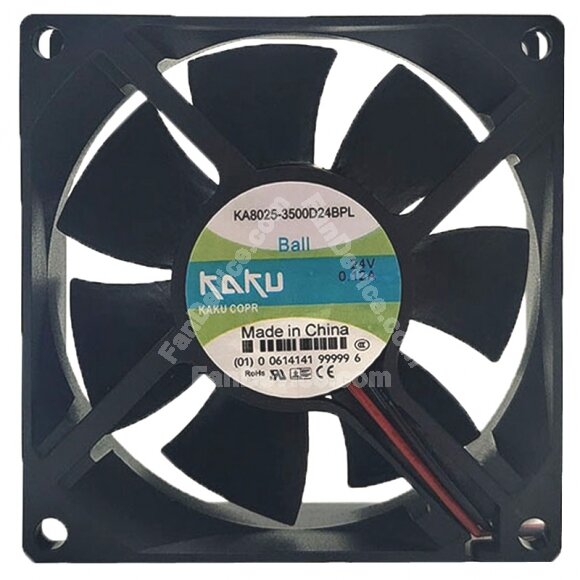 KAKU KA8025-3500D24BPL DC 24V 0.12A 2 Wires Axial Cooling Fan