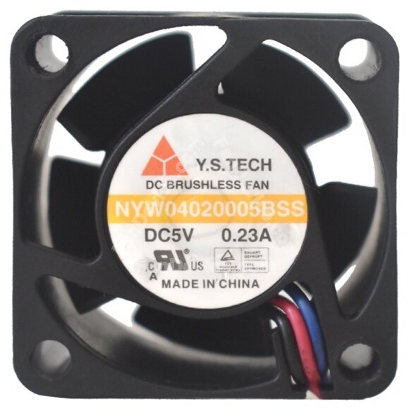 Y.S.TECH NYW04020005BSS DC 5V 0.23A 3 Wires Brushless Axial Cooling Fan