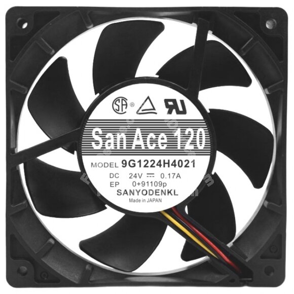 Sanyo Denki 9G1224H4021 DC 24V 0.17A 2 Wires / 3 Wires Axial Cooling Fan