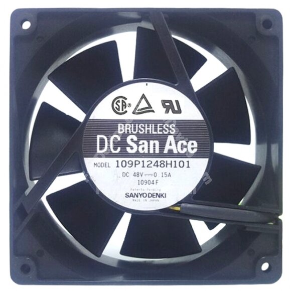 Sanyo Denki 109P1248H101 DC 48V 0.15A 3 Wires Axial Cooling Fan