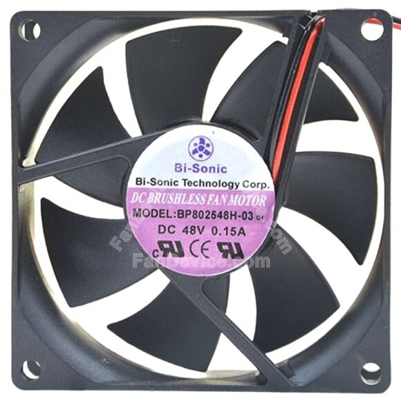 Bi-Sonic BP802548H-03 DC 48V 0.15A 2 Wires Brushless Axial Cooling Fan