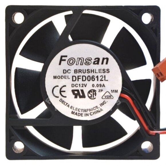 Delta Fonsan DFD0612L DC 12V 0.09A 2 Wires Brushless Axial Cooling Fan