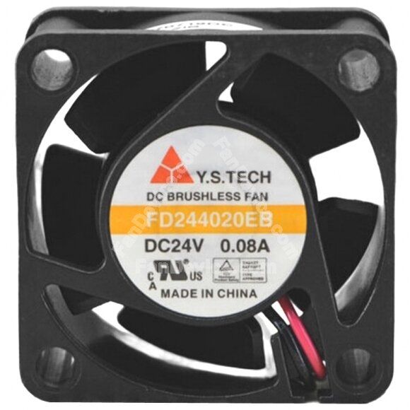 Y.S.TECH FD244020EB DC 24V 0.08A 2 Wires Brushless Axial Cooling Fan