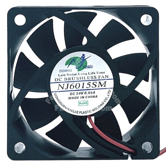 NJ NJ6015SM 24V 0.05A 2 Wires DC Brushless Axial Cooling Fan