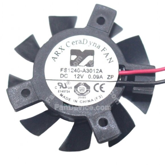 ARX FS1240-A3012A DC 12V 0.09A 2 Wires Axial Cooling Fan