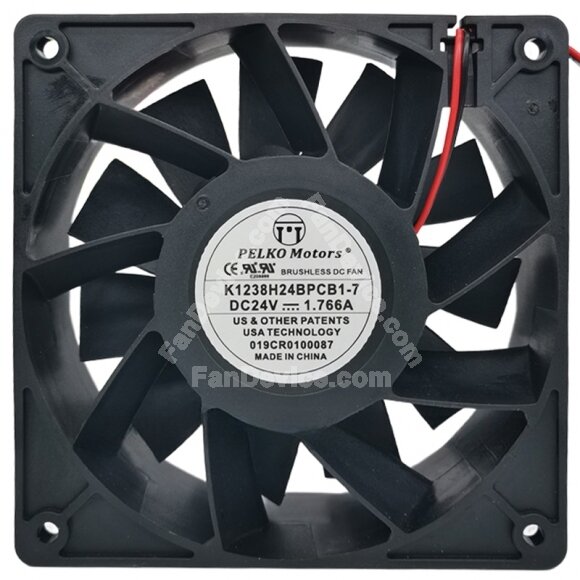 PELKO Motors K1238Y24BPCB1-7 24V 1.766A DC Brushless Axial Cooling Fan