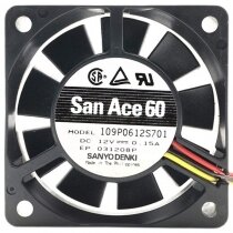 Sanyo Denki 109P0612S701 DC 12V 0.15A 3 Wires Axial Cooling Fan