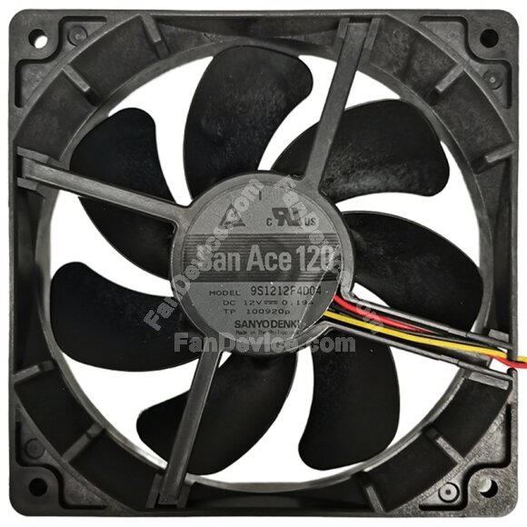 Sanyo Denki 9S1212F4D04 DC 12V 0.19A 2 / 3 / 4 Wires 12025 Axial Fan