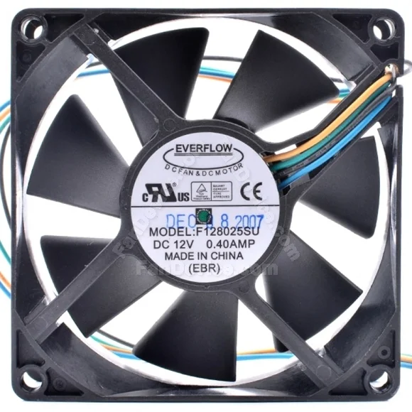 EVERFLOW F128025SU 12V 0.4AMP 4 Wires Axial Cooling Fan
